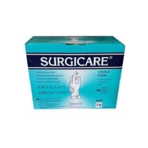 خرید دستکش جراحی لاتکس استریل سایز ۷۵ پودر دار Surgicare