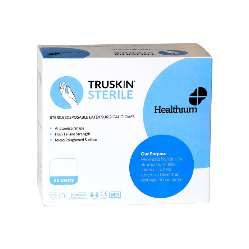 دستکش جراحی لاتکس استریل سایز ۸ کم پودر TRUESKIN